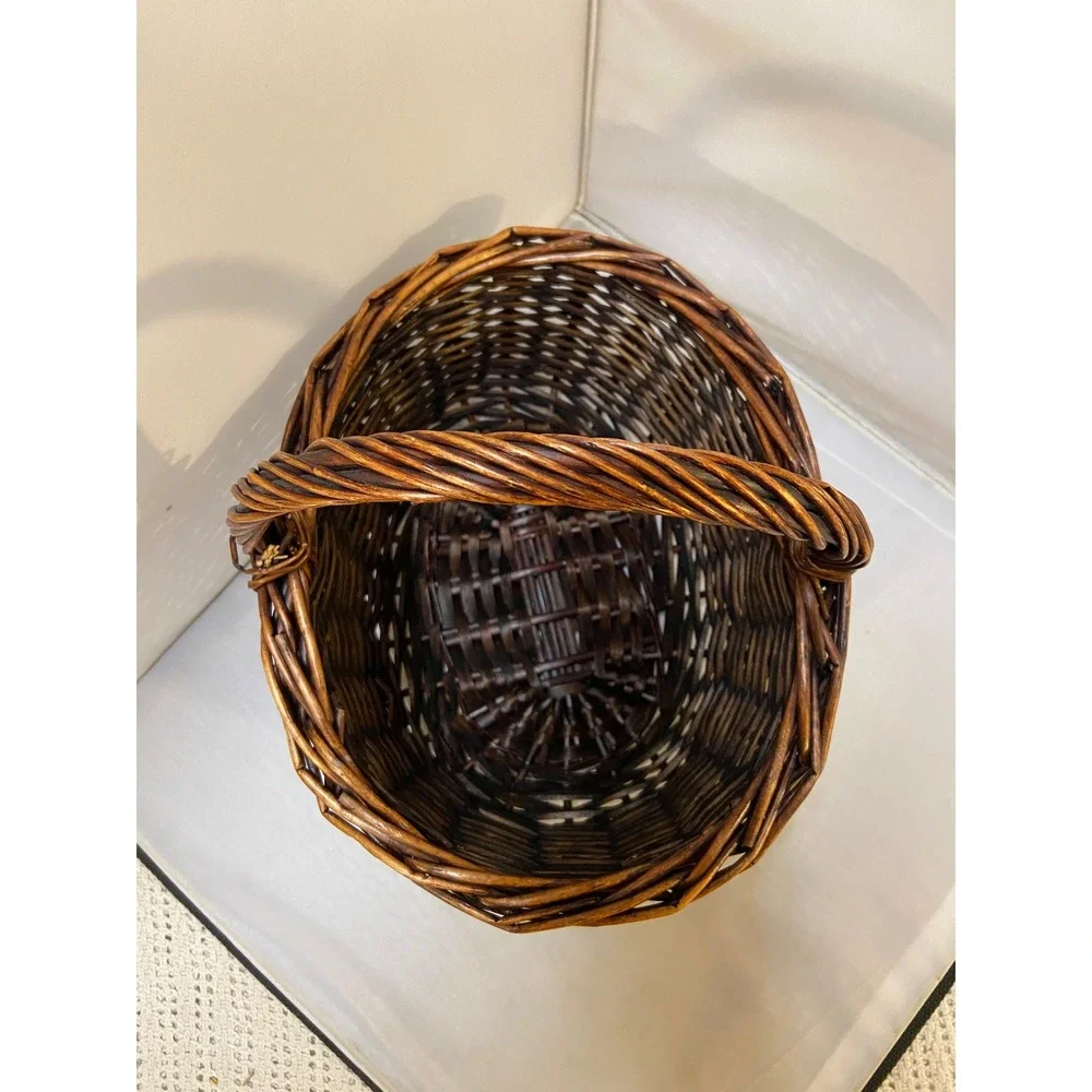 Wicker Basket Home Decor OS Dark Brown Woven Oval Gathering Basket Farmhouse